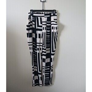 Mustard Seed Ankle Pants Geometric Print Elastic Waist Zip‎ Black White Size S